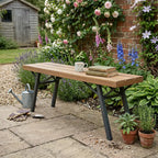 Outdoor Acacia Wood and Steel Garden Bench 120 cm in Flowery British Garden