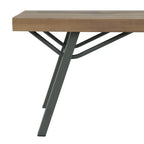 Close-up view of Outdoor Acacia Wood and Steel Garden Bench 120 cm on White Background