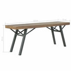 Dimensions of Outdoor Acacia Wood and Steel Garden Bench 120 cm on White Background