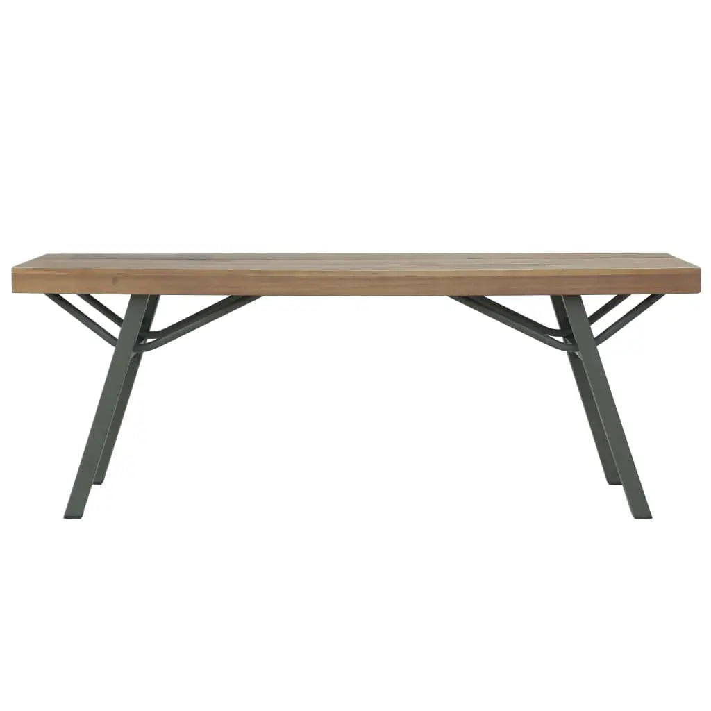 Front View of Outdoor Acacia Wood and Steel Garden Bench 120 cm on White Background