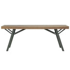 Front View of Outdoor Acacia Wood and Steel Garden Bench 120 cm on White Background