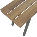 Top view of Outdoor Acacia Wood and Steel Garden Bench 120 cm on White Background