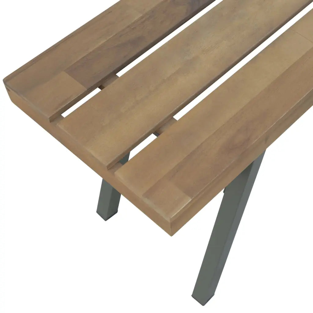 Top view of Outdoor Acacia Wood and Steel Garden Bench 120 cm on White Background