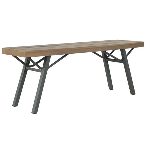 Outdoor Acacia Wood and Steel Garden Bench 120 cm on White Background
