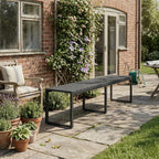 Black 3 Seater PS Board and Iron Garden Bench in Home Garden