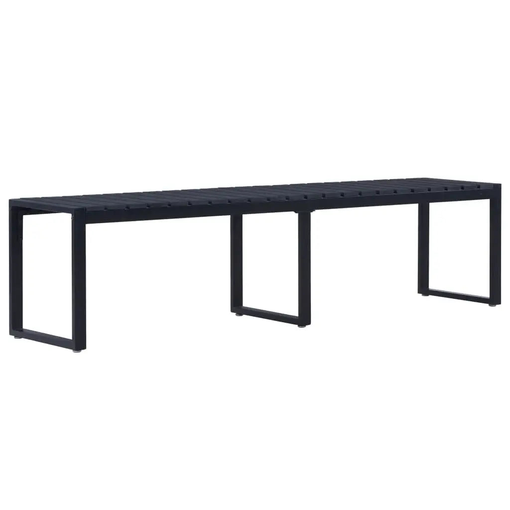 Black 3 Seater PS Board and Iron Garden Bench on White Background