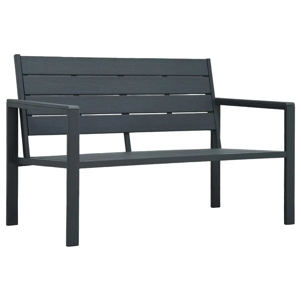 Grey 2 Seater Plastic and Steel Garden Bench on White Background