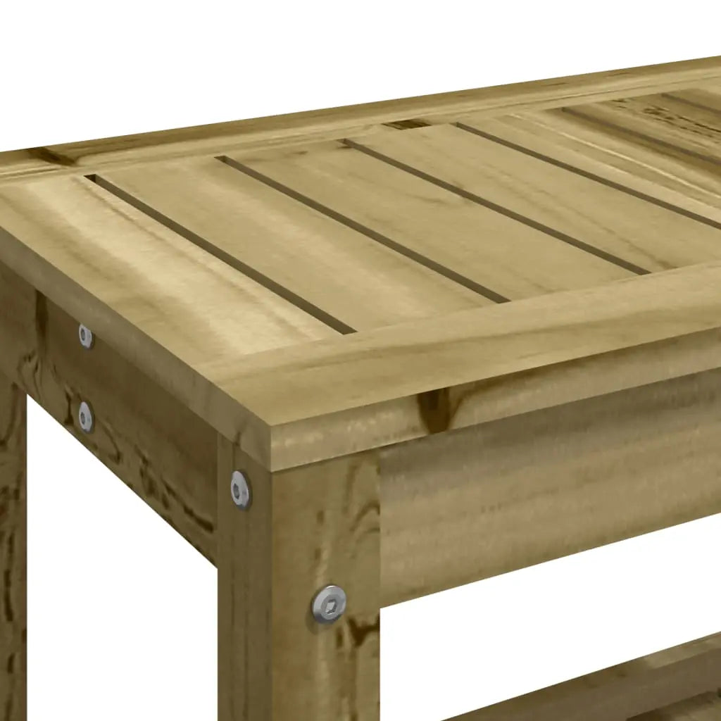 Close View Pine Wood Garden Bench on White Background