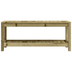 Front View Pine Wood Garden Bench on White Background