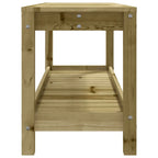 Side View Pine Wood Garden Bench on White Background